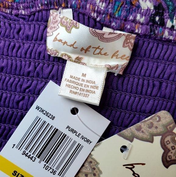 NWT Band of the Free Agathe Purple Floral Smocked Top Sz M - Picture 3 of 11